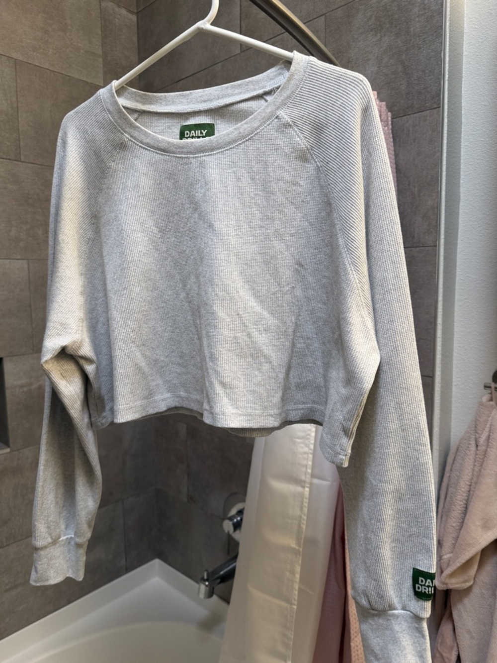 Daily Drills Women's Light Gray Cropped Thermal Top